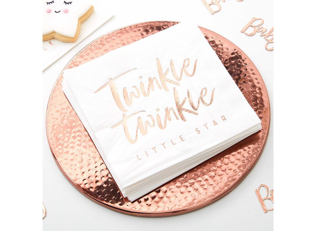 Twinkle Twinkle Rose Gold Napkins 16pk