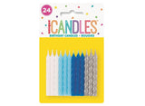 Spiral Candles Blue Assorted 24pk