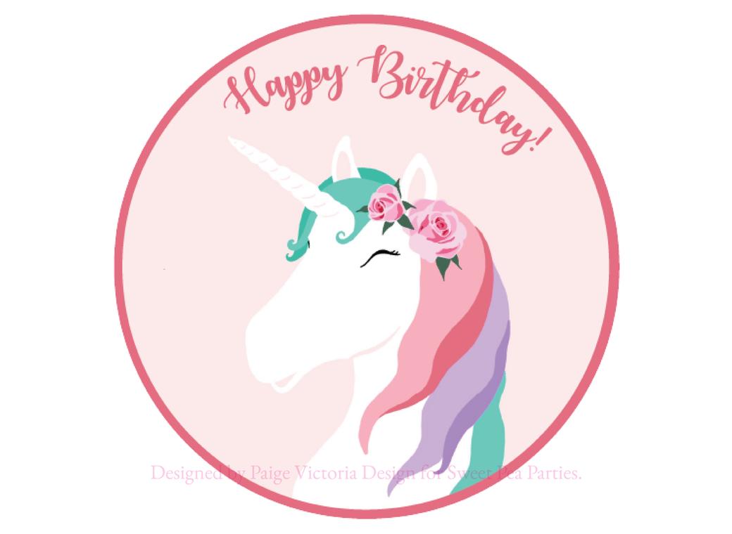 Edible Icing Image - Unicorn Happy Birthday Round