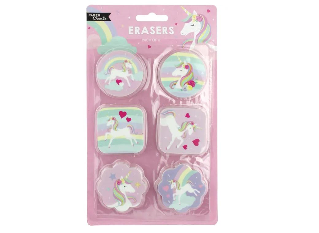 Unicorn Erasers 6pk