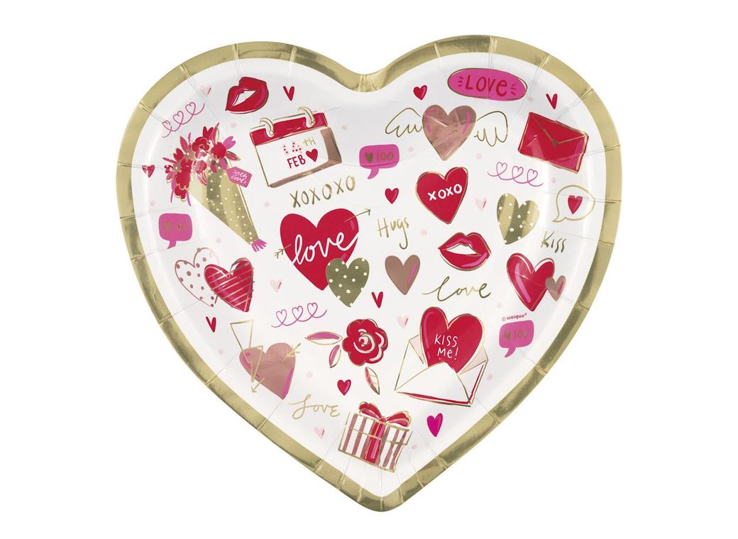 Valentine's Day Heart Shaped Plates 8pk