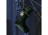 Velvet Luxe Embroidered Stocking with Charm