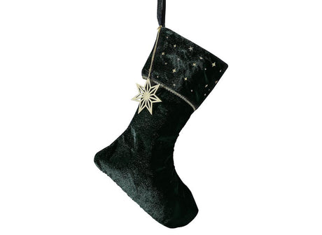 Velvet Luxe Embroidered Stocking with Charm