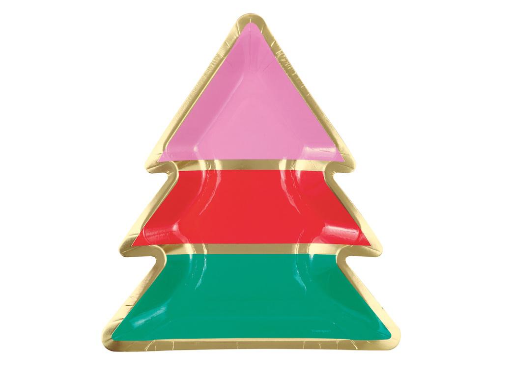 Vibrant Christmas Tree Shaped Plates 8pk