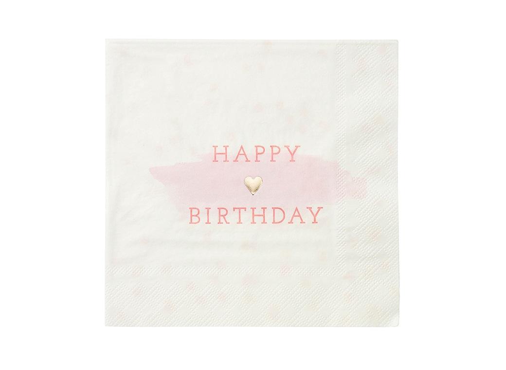 We Heart Pink - Happy Birthday Napkins 16pk