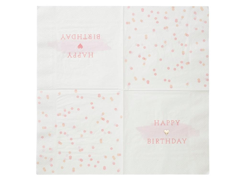 We Heart Pink - Happy Birthday Napkins 16pk