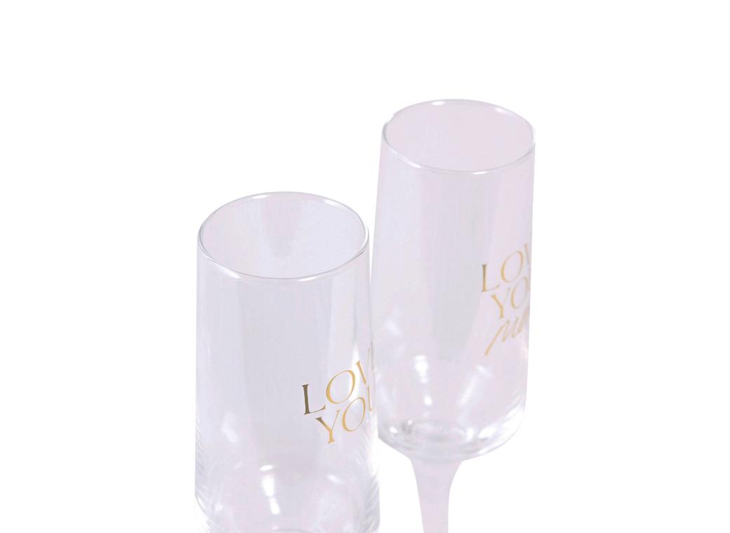 Wedding Love You Wine Glass Set