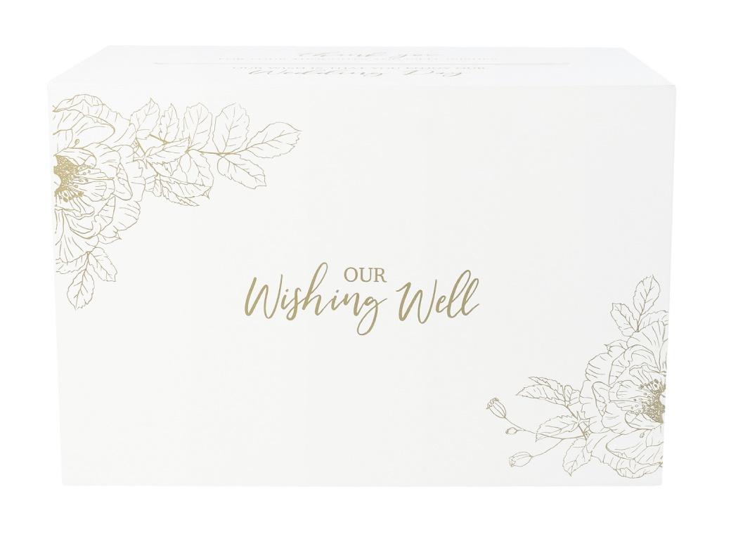 Gold Botanical Wedding Wishing Well Box