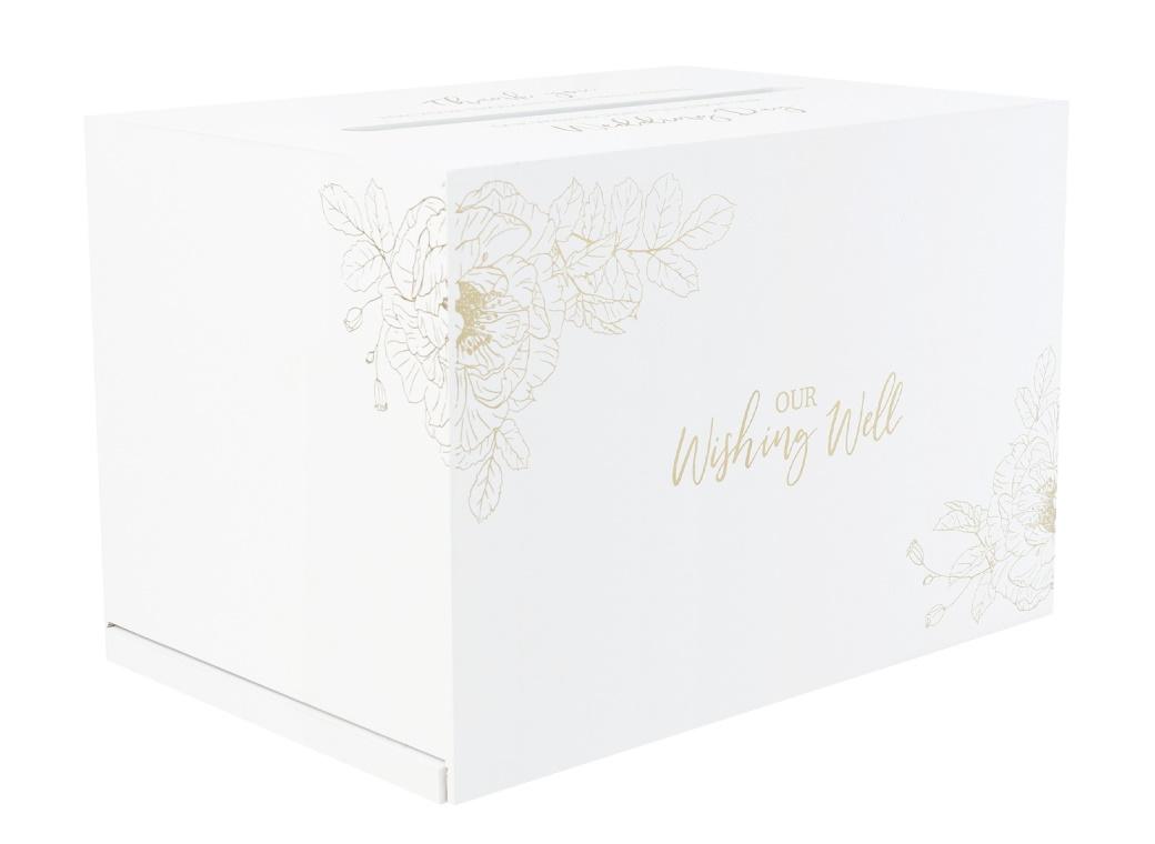 Gold Botanical Wedding Wishing Well Box