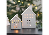 White Ceramic House Tealight Holders 2pk