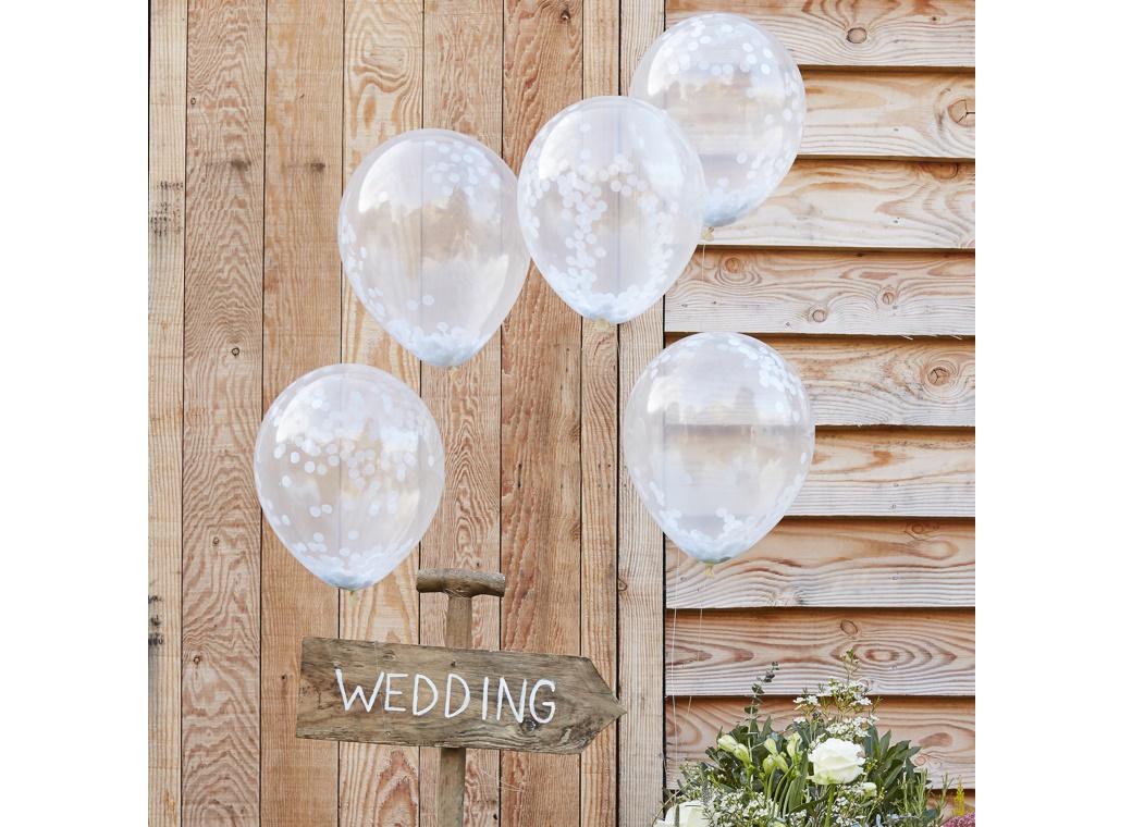 White Confetti Balloons 5pk