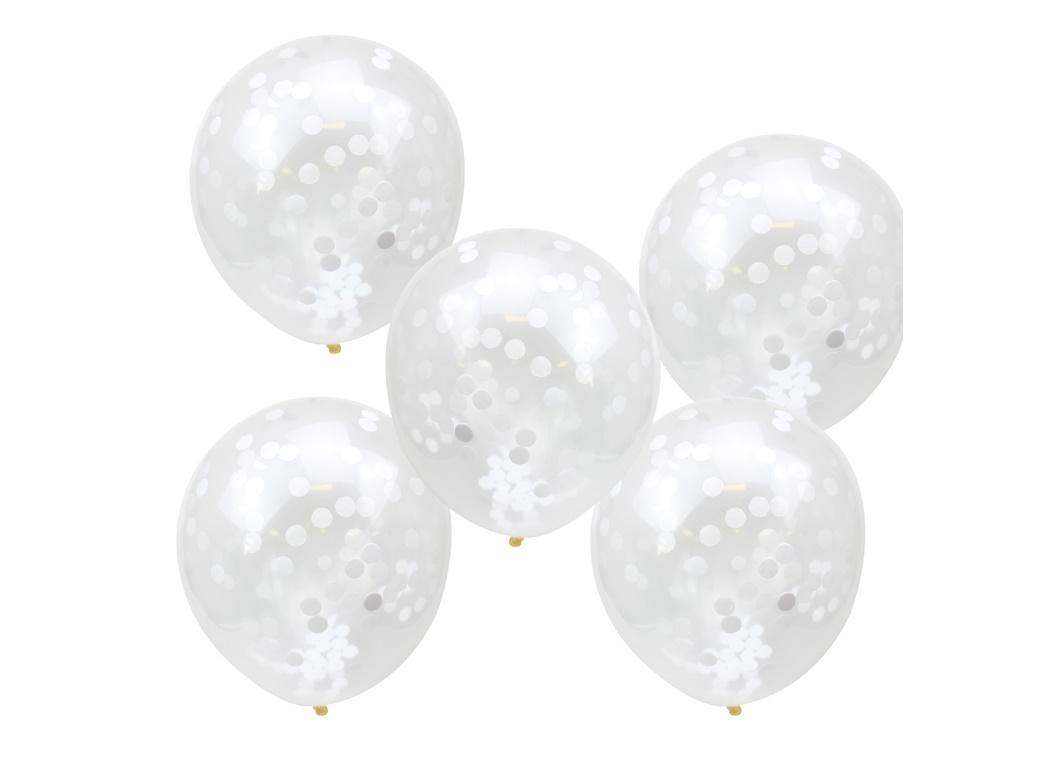 White Confetti Balloons 5pk