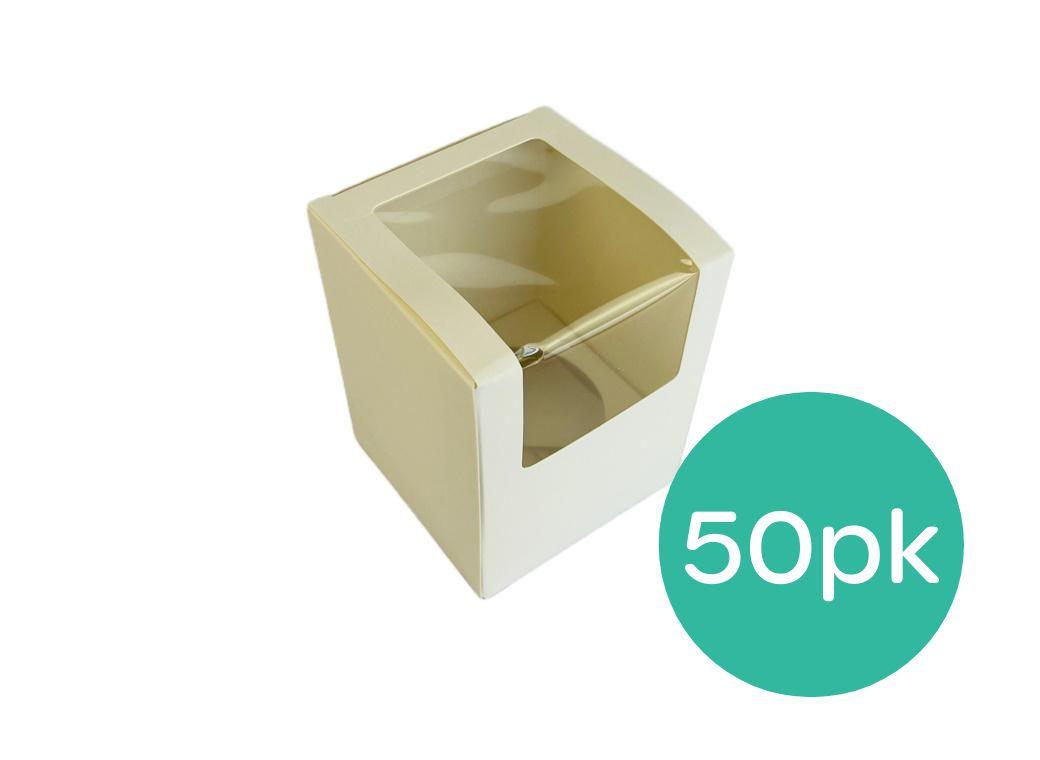 White Cupcake Box 4in 1-Hole 50pk