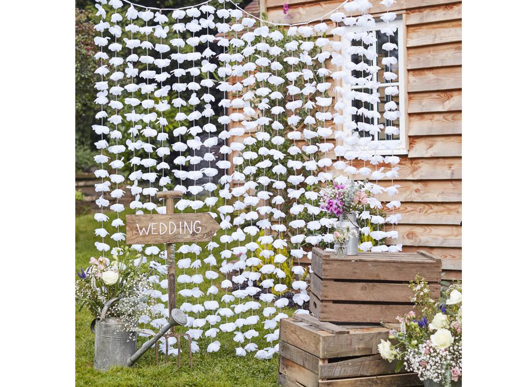 White Flower Curtain Backdrop