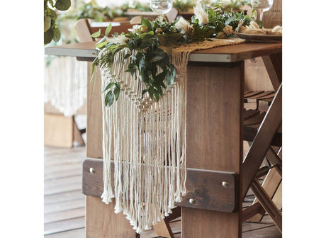 White Macrame Table Runner