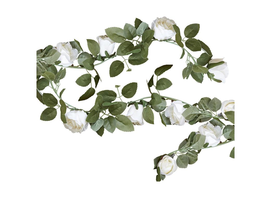 White Rose Artificial Foliage Garland