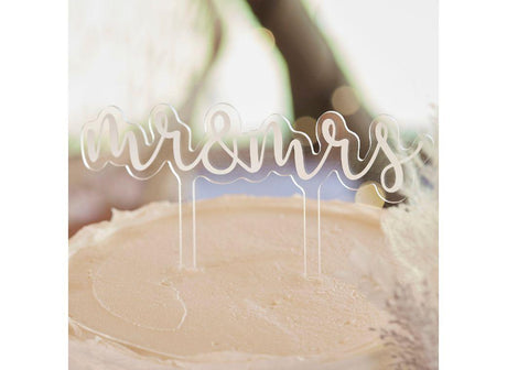 White Script Mr & Mrs Cake Topper