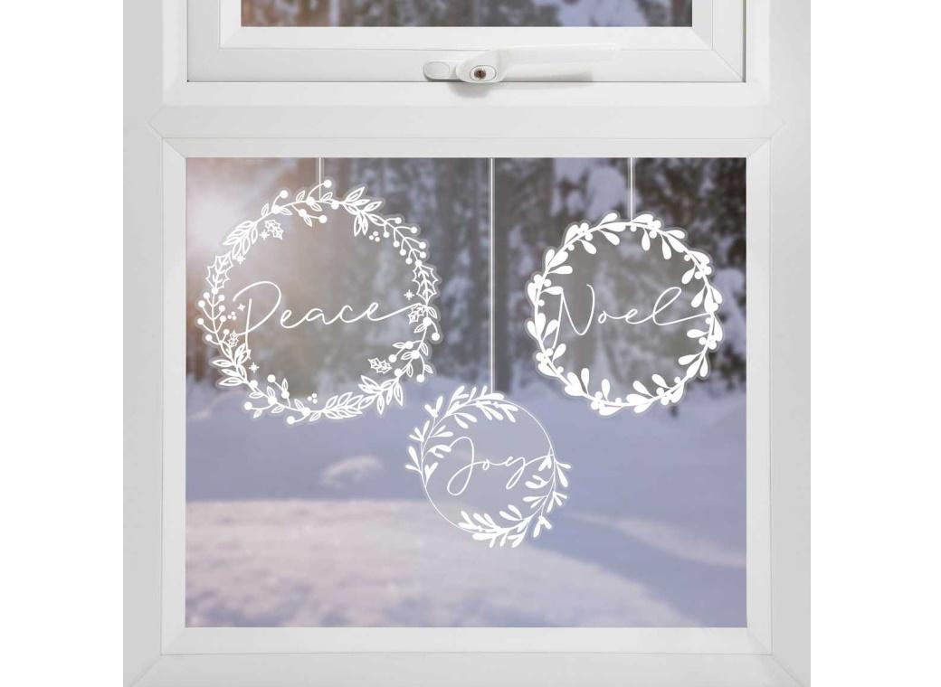 White Wreath Christmas Window Decals