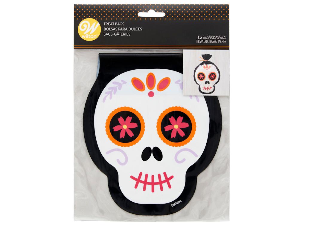 Wilton Sugar Skull Shaped Treat Bags 15pk