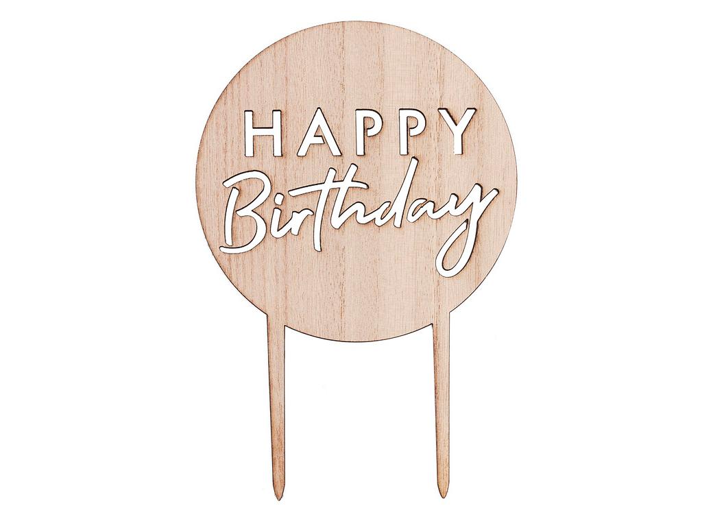 Wooden Cake Topper - Happy Birthday