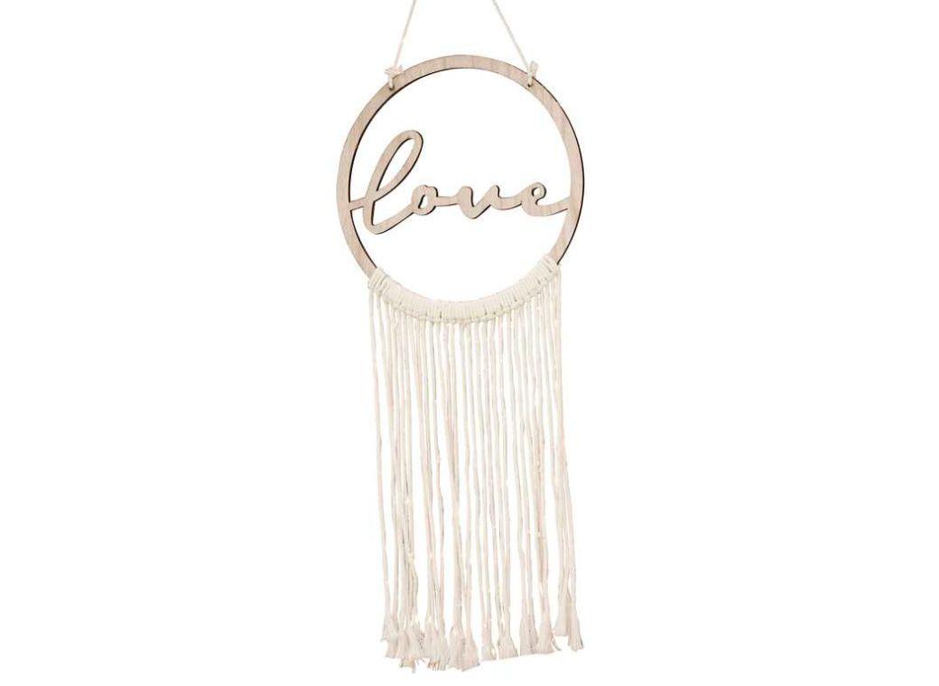 Wooden Love Macrame Wall Hanging Hoop