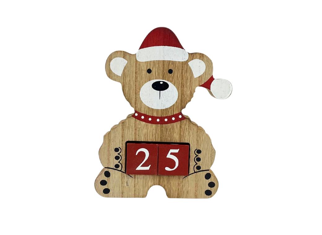 Wooden Christmas Countdown Santa Bear